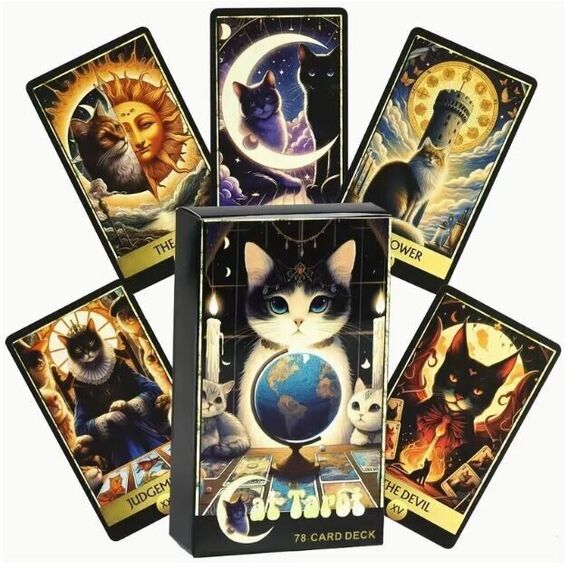 Cat Tarot Cards Deck 78-Card Set for Divination Perfect Gift for Cat Lovers - Picture 5 of 9